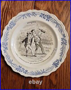 12 Creilet Montereau Terra de fer Proverbs Plates