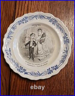 12 Creilet Montereau Terra de fer Proverbs Plates