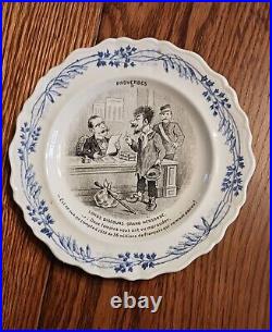 12 Creilet Montereau Terra de fer Proverbs Plates