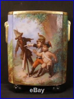 1800 French Sevres Moustiers Parages Enamel Paint Faience Portrait Plaque Vase