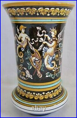 1800s Gien Renaissance Fond French Faience Vase 11 Near Excellent Condition