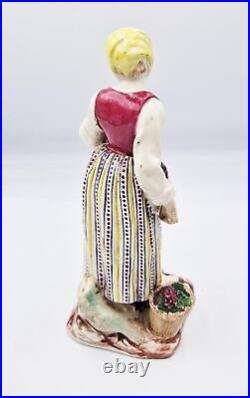 18TH CENTURY FRENCH LUNEVILLE FAIENCE FIGURE Woman Gathering Grapes
