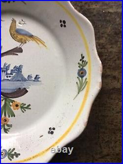 18th/19th c French Faience Plate Cockerel on Branch