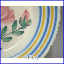 18th C. Antique French Hand Painted Strassbourg Faience Pottery Plate