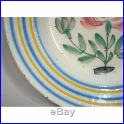 18th C. Antique French Hand Painted Strassbourg Faience Pottery Plate