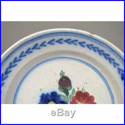 18th C. Antique Hand Painted French Strassbourg Faience Plate