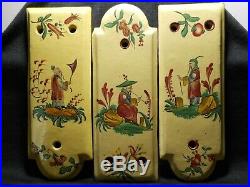 18th C. Antique Set Of 3 Luneville Wall Plaques Hand Painted French Faience