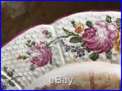 18th C FRENCH FAIENCE PROVINCIAL TABLE SCENE PLATE ROSES