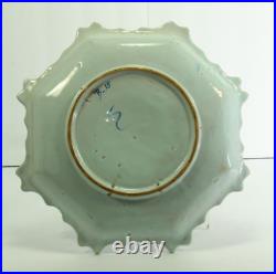 = 18th C. French Faience Polychrome Octagonal Wall Plate Chinoiserie Scenery
