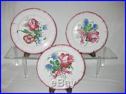 18th C. SET OF 3 FRENCH STRASSBOURG HAND MADE, HAND PAINTED FAIENCE PLATES