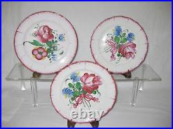 18th C. SET OF 3 FRENCH STRASSBOURG HAND MADE, HAND PAINTED FAIENCE PLATES