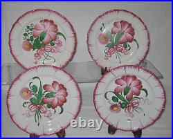 18th C. SET OF 4 FRENCH STRASSBOURG HAND MADE, HAND PAINTED FAIENCE PLATES