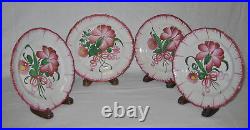 18th C. SET OF 4 FRENCH STRASSBOURG HAND MADE, HAND PAINTED FAIENCE PLATES