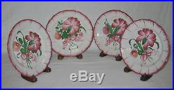 18th C. SET OF 4 FRENCH STRASSBOURG HAND MADE, HAND PAINTED FAIENCE PLATES