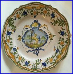 18th Century Antique French Faience Moustiers Plate La Fontaine