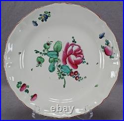 18th Century French Faience Hand Painted Pink Rose & Floral 9 5/8 Inch Plate
