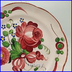 18th Century French Faience Strasbourg Hand Painted Floral Flowers Pair Plates