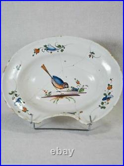 18th Century French Moustier faience shaving bowl plat a barbe