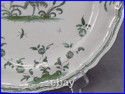 18th Century Moustiers French Faience Hand Painted Green Bird & Floral Plate