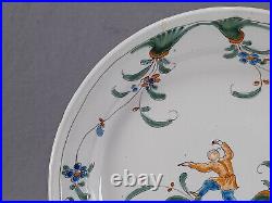 18th Century Moustiers French Faience Hand Painted Man & Floral 8 3/4 Inch Plate