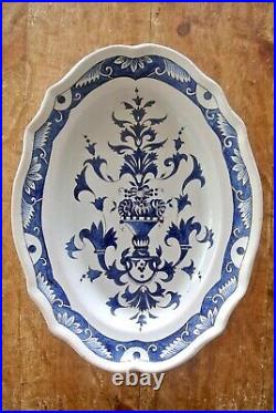 18th Century Rouen Antique French Blue & White Faience Serving Dish Meat Platter