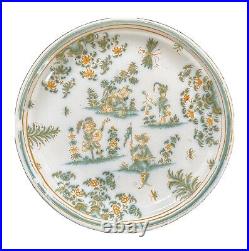 18th century Moustiers Faience Plate. Olerys & Laugier. Marked OLG