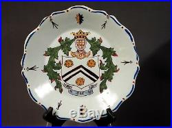 18thC French Faience Rouen Style Heraldic Armorial Plates Bowls Fayence Antique
