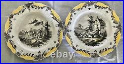 1900's set of 2 Porcelain plates French FAIENCE SCEAUX 1777 Hand decorated PARIS