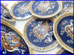 1960 1970 French faience pottery 11 dessert plate blue renaissance pattern