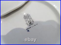 1960 1970 French faience pottery 11 dessert plate blue renaissance pattern