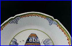 19C French Faience Art Pottery Plate Montgolfier Brothers Hot Air Balloon 1783