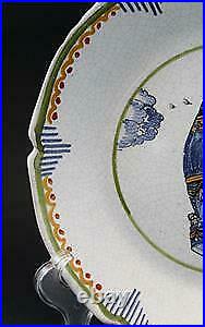 19C French Faience Art Pottery Plate Montgolfier Brothers Hot Air Balloon 1783