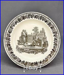 19th C. Creil French Faience Mort d'Annibal Death Hannibal 9 ¼ Transfer Plate