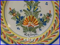 19th C. H R Quimper French Faience Salt Glaze Pottery 9 Plate (#4)