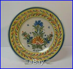 19th C. H R Quimper French Faience Salt Glaze Pottery 9 Plate (#4)