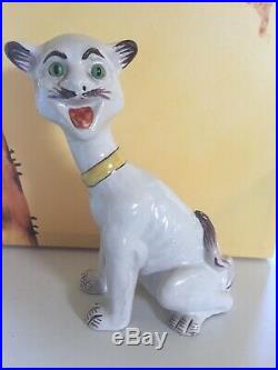 19th CENTURY MOSANIC FRENCH FAIENCE CAT STYLEGALLE DES VRES GLASS EYESANTIQUE