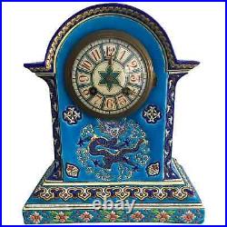 19th Century French Chinoiserie LONGWY / GIEN Enamel Faience Clock