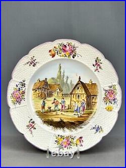 19th Century French Veuve Perrin Style Faience Hand-Painted 10 Dinner Plate