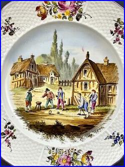 19th Century French Veuve Perrin Style Faience Hand-Painted 10 Dinner Plate