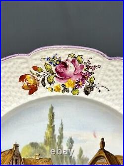 19th Century French Veuve Perrin Style Faience Hand-Painted 10 Dinner Plate