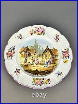 19th Century French Veuve Perrin Style Faience Hand-Painted 10 Dinner Plate