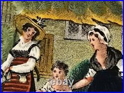19th Century French Victorian Faience Creamware Plate 1830-1840 Women Child