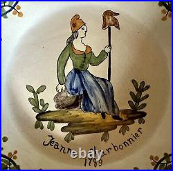 19th Century Nevers French Faience Hand Painted Decorative Plate