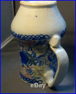 19th c. French Faience Tin Glazed Art Pottery Pitcher Vase Jug Porcelain Delft