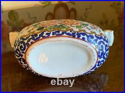 19thC Antique Beautiful French Faience Pottery Porcelain Inkwell Hand Painted