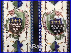 2 Antique French Faience'Mont St. Michel'- Door Push Plates
