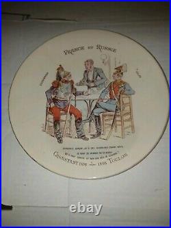 2 Antique French Luneville Faience France et Russie plates for Russian market