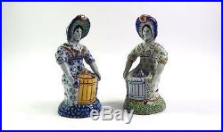2 French Antique Faience Mustard Servers Desvres Fourmaintraux-Freres