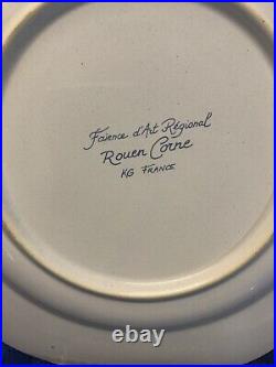 2 Vintage Rouen & Corne Normandy French Faience Ceramic Plates 10 Rouen Panier