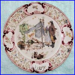 3 Antique 19th c. Sarreguemine French Faience Nursery Plate Signed Sotheby's Ltr